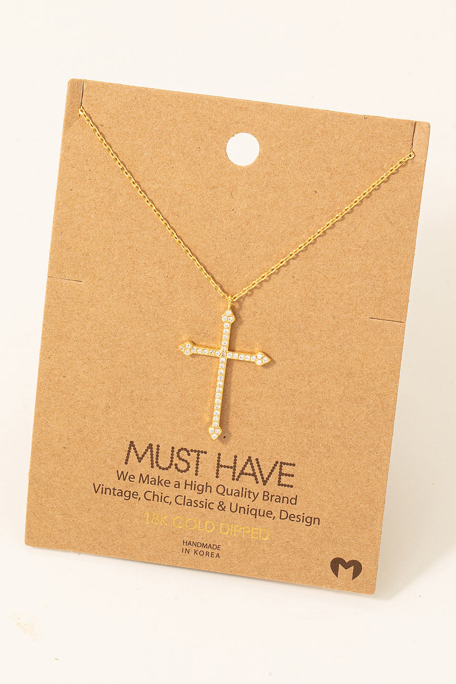 Dainty Chain Pave Cross Pendant Necklace