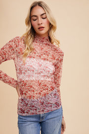 Floral Mesh Top- Pink