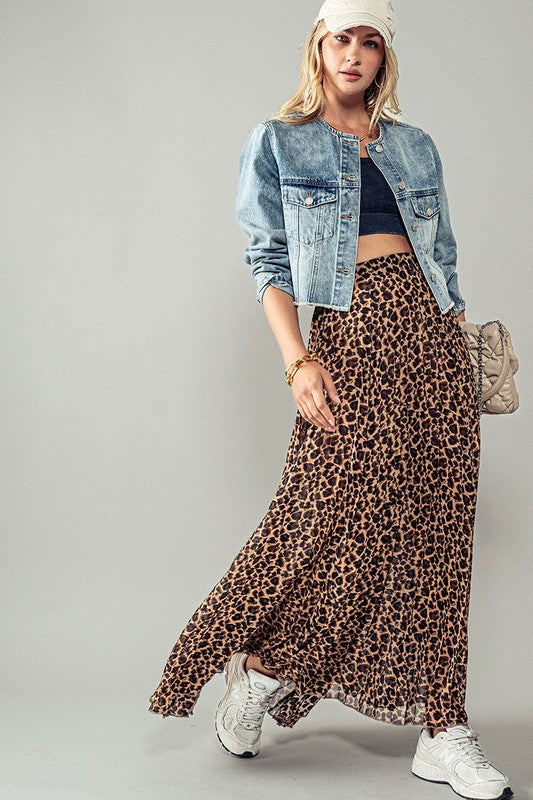 Leopard Pleated Skirt