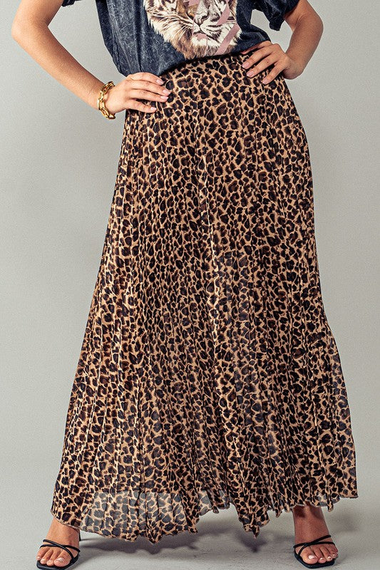 Leopard Pleated Skirt