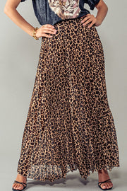 Leopard Pleated Skirt