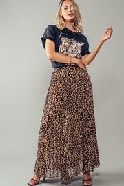 Leopard Pleated Skirt