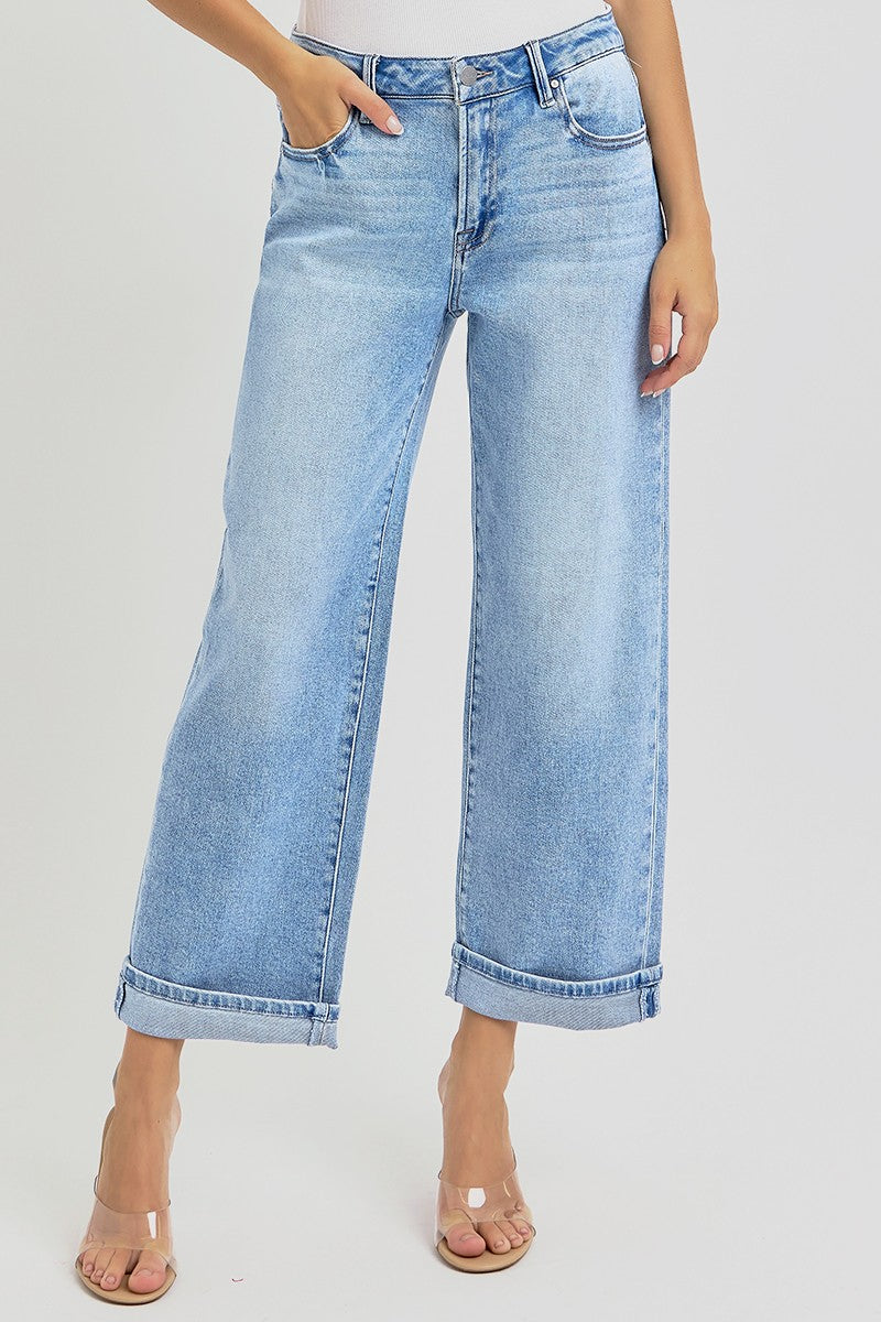 Loose Fit Ankle Cuff Jeans