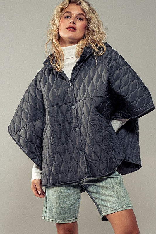 Quilted Cloak- Charcoal