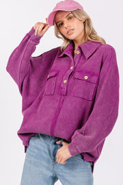 Mineral Wash Henley-Magenta