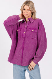 Mineral Wash Henley-Magenta