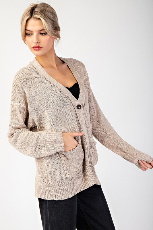 Pocket Cardigan- Sand