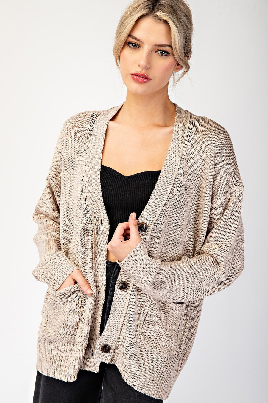 Pocket Cardigan- Sand