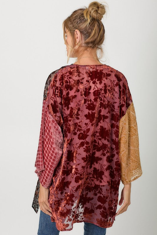 Burn Out Velvet Kimono