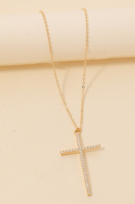 Pave Large Cross Necklace