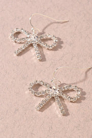 Rhinestone Bow Dangle Earrings