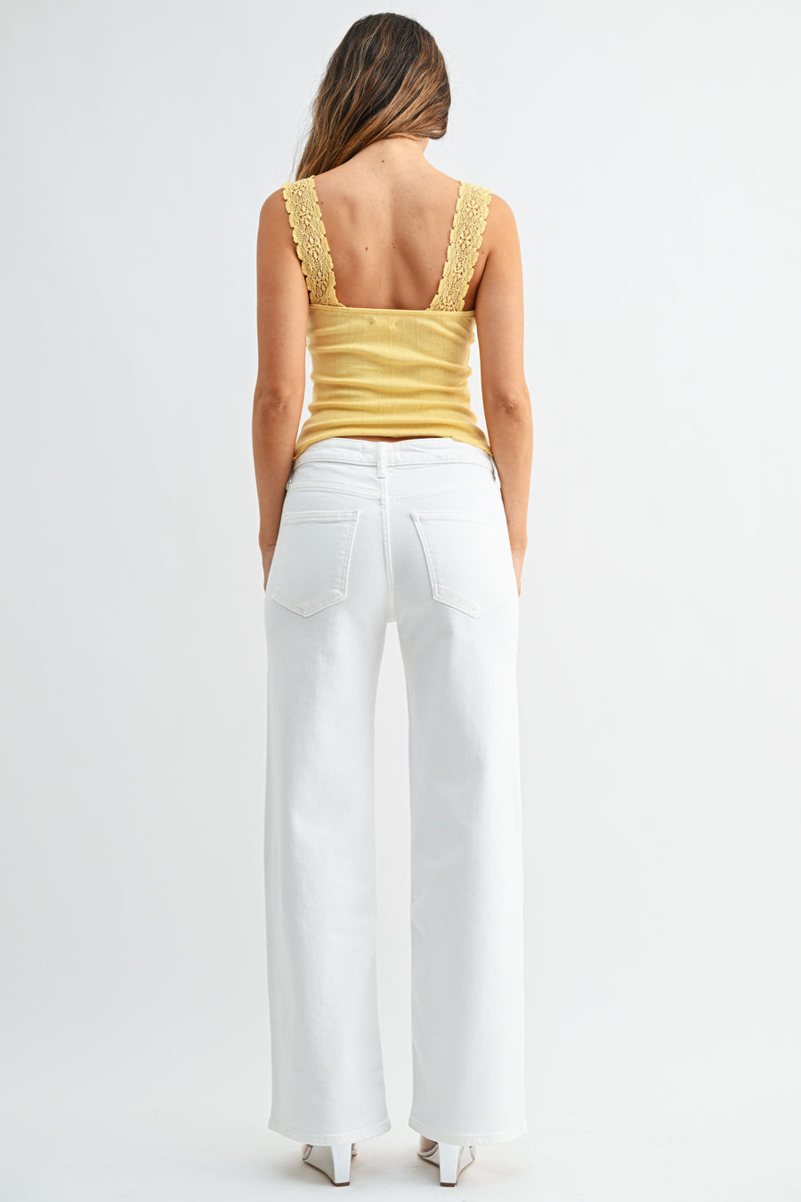Full Length Straight Jeans- White