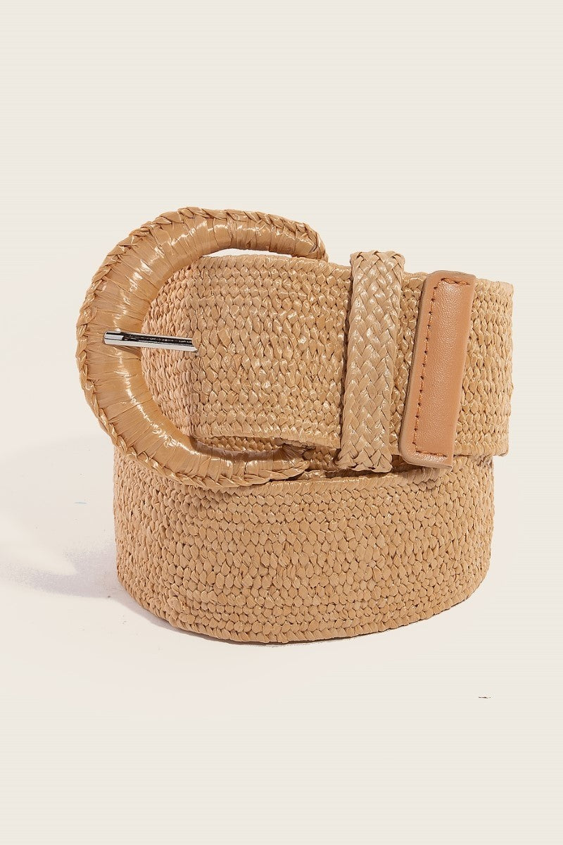 Braided Crescent Buckle Elastic Belt