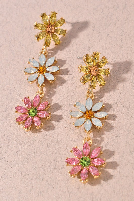 Linear Flower Dangle Earrings