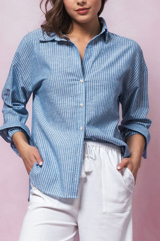 Blue Button Down Top