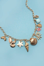 CHARM NECKLACE-SEASHELL LOCKET PUKA FISH SEA LIFE