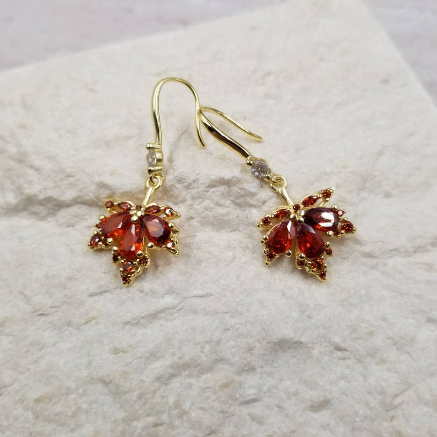 Fall Red Maple Leaf Earrings