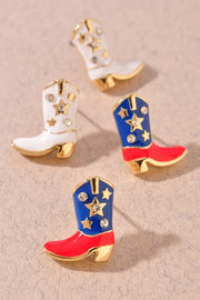 Western Style Cowgirl Boot Stud Earrings