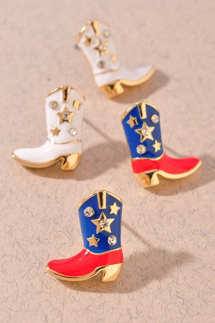 Western Style Cowgirl Boot Stud Earrings