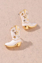 Western Style Cowgirl Boot Stud Earrings