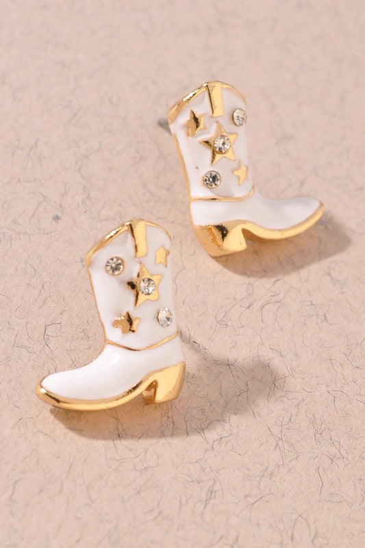 Western Style Cowgirl Boot Stud Earrings