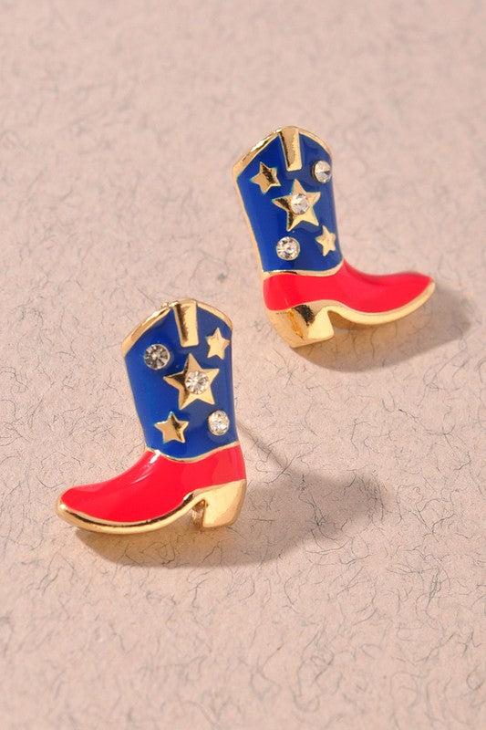 Western Style Cowgirl Boot Stud Earrings