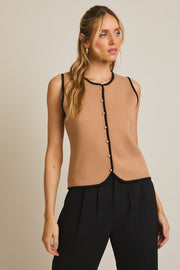 Sleeveless Knit Button Vest