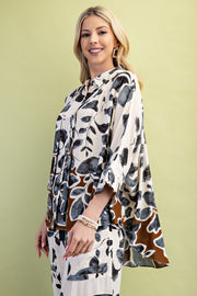Ruffled Leaf Button Down