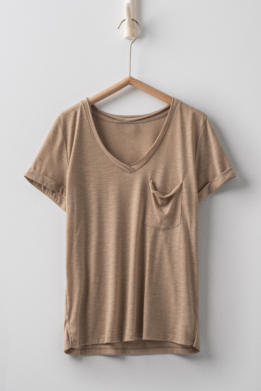 Short Sleeve Slub Top- Light Olive