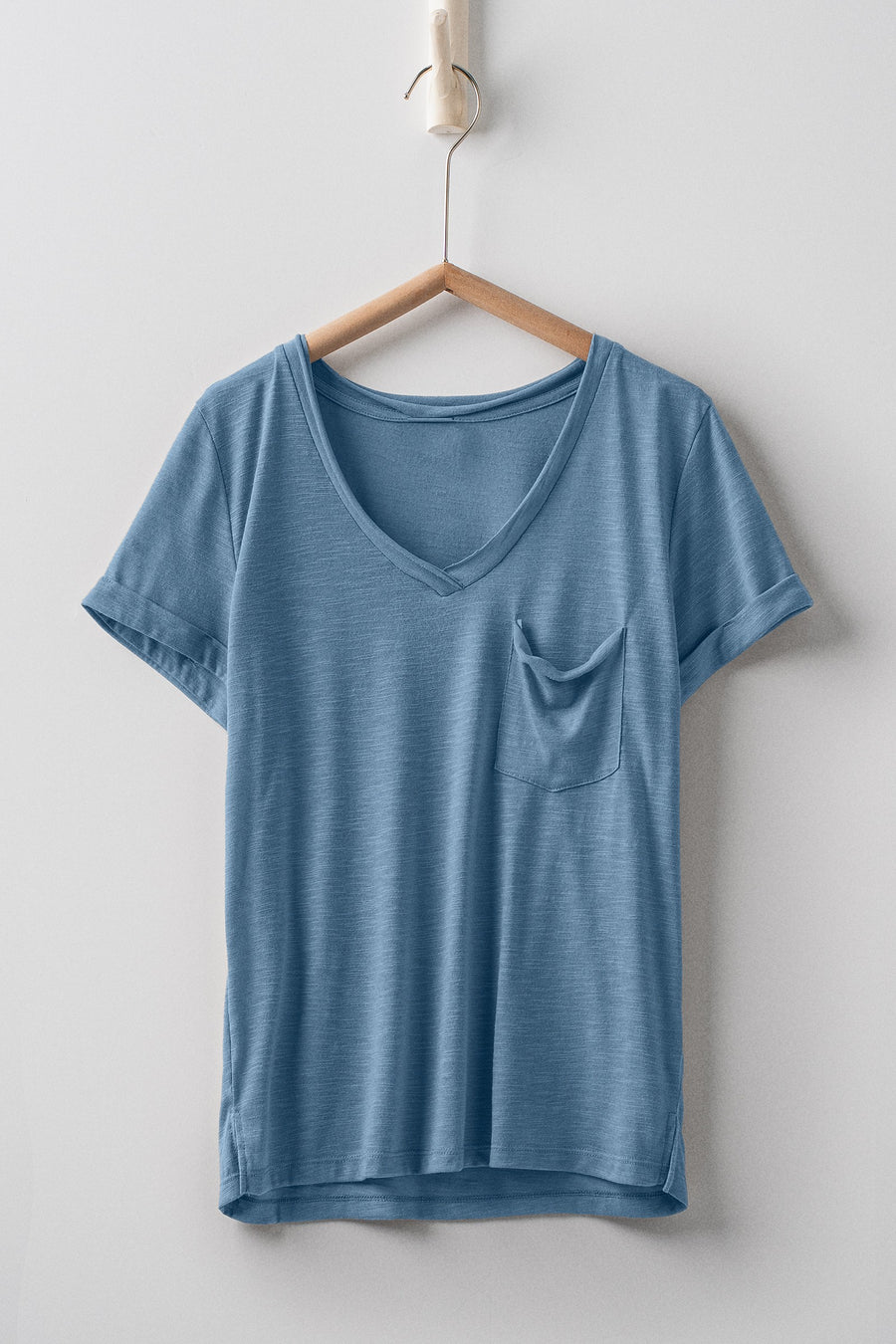 Short Sleeve Slub Top- Blue