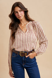 Stripe Smocked  Blouse