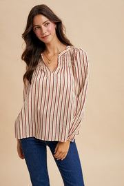 Stripe Smocked  Blouse