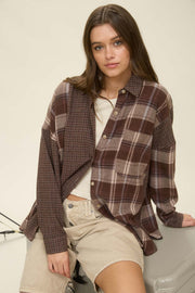 Mixed Media Plaid Top