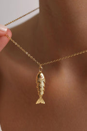 18k Stainless Steel Tarnish Free Fish Necklace
