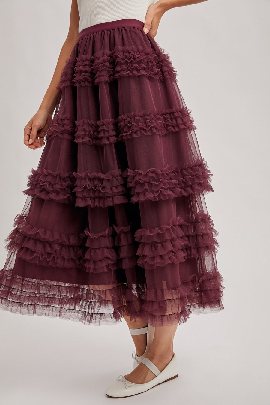 Romantic Tulle Midi Skirt