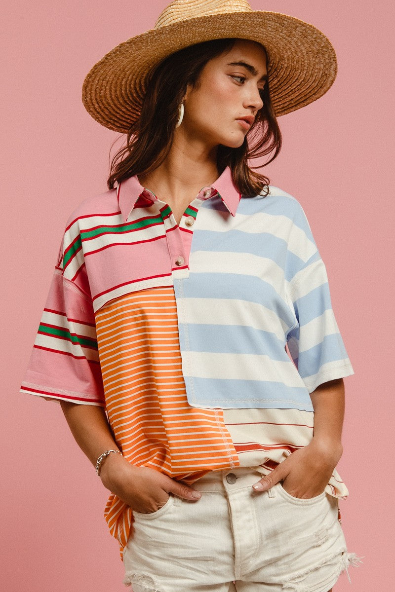 Patched Polo Top
