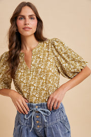 Floral Puff Sleeve Blouse