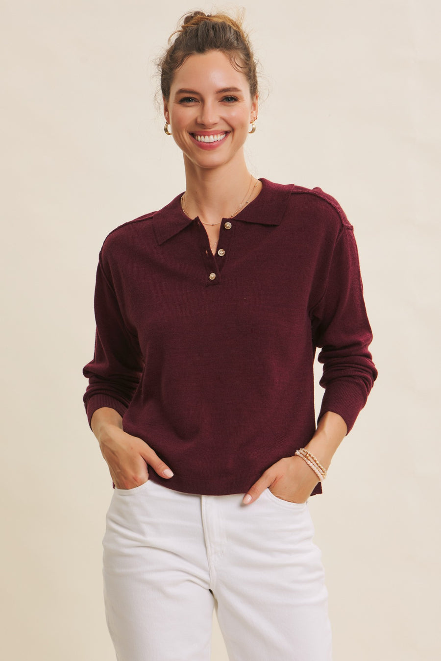 Burgundy Sweater Top