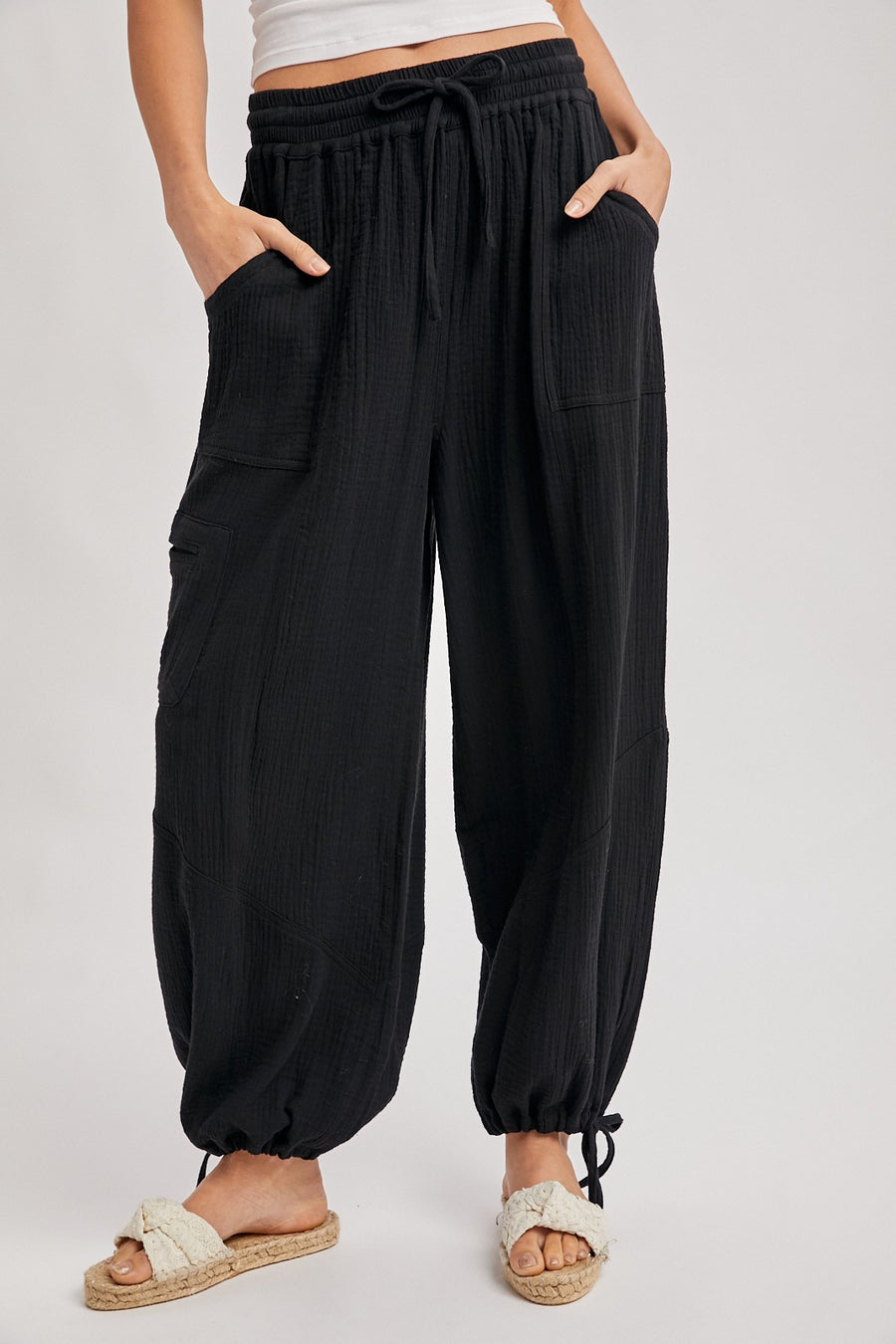 Jogger Harem Drawstring Pants- Black