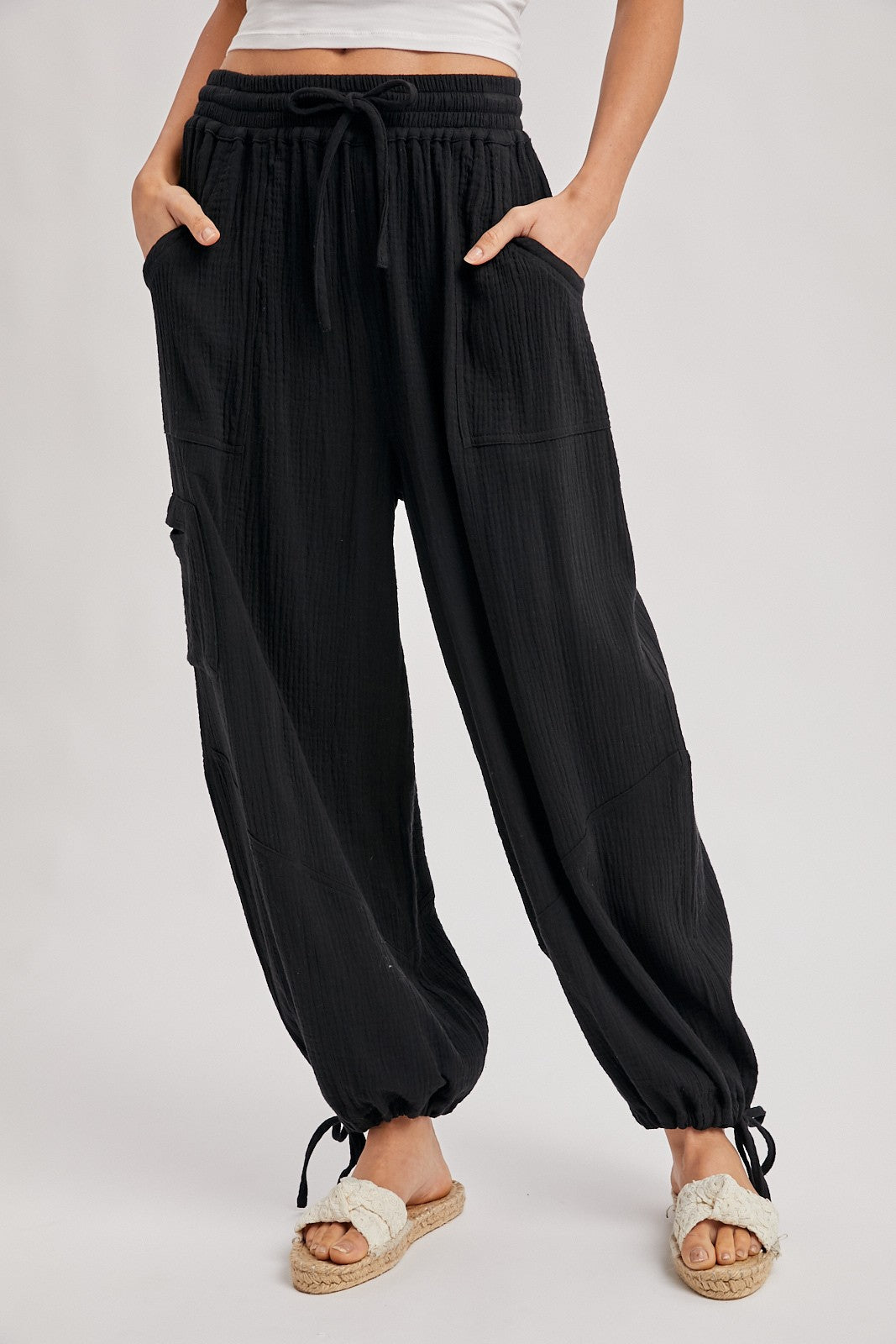 Jogger Harem Drawstring Pants- Black