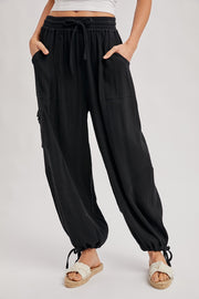 Jogger Harem Drawstring Pants- Black