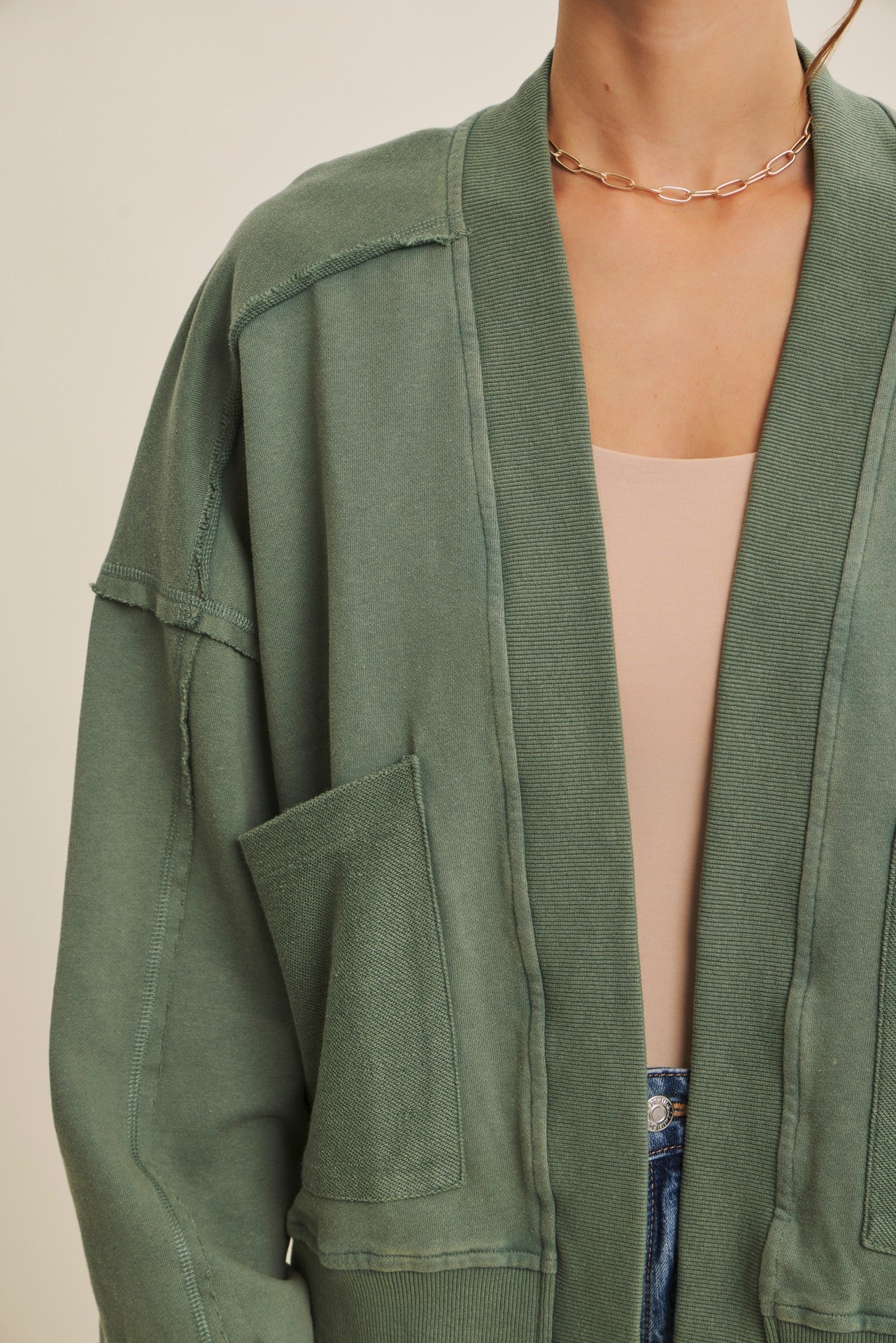 Mineral-washed French Terry Cardigan