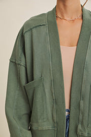 Mineral-washed French Terry Cardigan