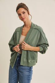 Mineral-washed French Terry Cardigan