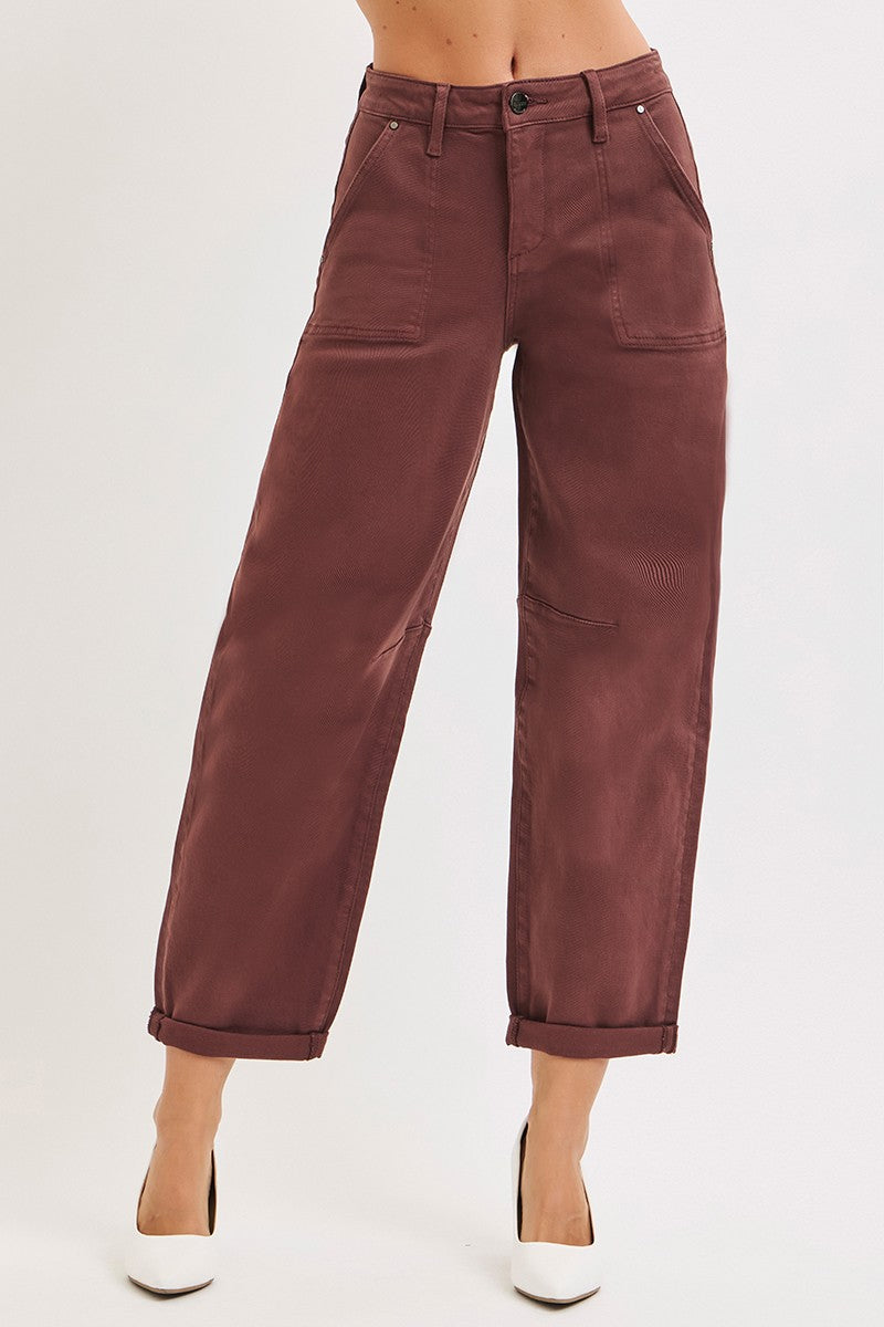 Ankle Cuffed Barrel Pants