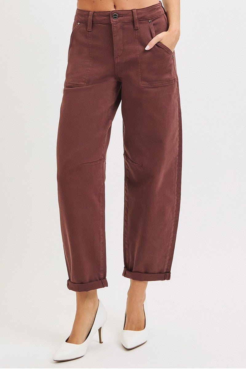 Ankle Cuffed Barrel Pants