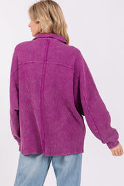 Mineral Wash Henley-Magenta
