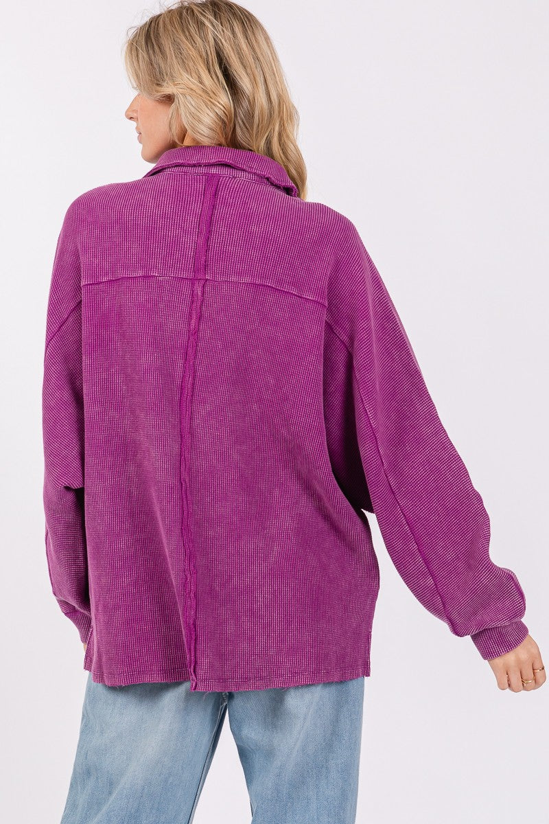 Mineral Wash Henley-Magenta