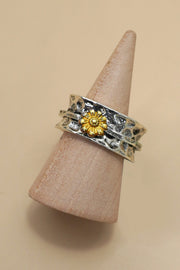 Two Tone Sunflower Statement Ring