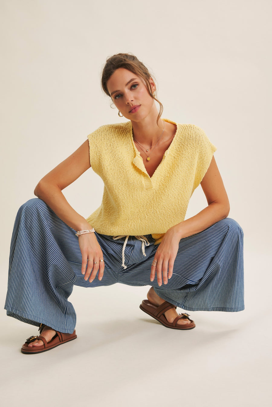 Effortless Slub Sweater Top- Butter